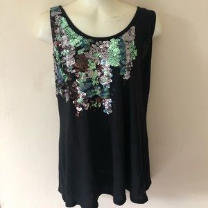 Express black sequin tank top size medium